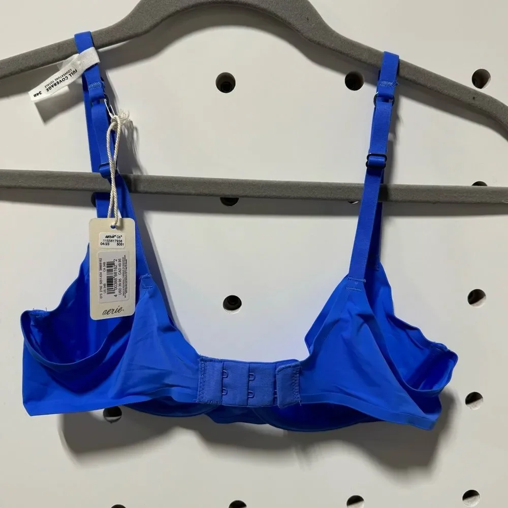 Aerie Womens Smoothez Mesh Unlined Balconette Bra Blue Size 34B Sheer Underwire